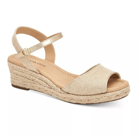 CHARTER CLUB Womens NEW Platform Luchia Peep-Toe Wedge Espadrille Size 12 - Picture 1 of 5